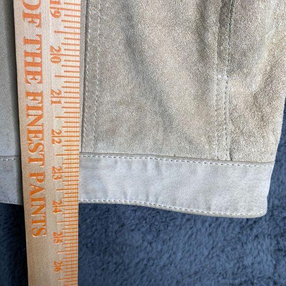 GAP Product RED Leather Mens SZ XL Suede Jacket Y2K Beige Military Rare Boxy - Picture 11 of 16